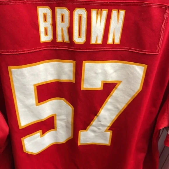Men’s Nike NFL Kansas City Chiefs Orlando Brown JR #57 Used Sz XXL Red - Picture 9 of 10